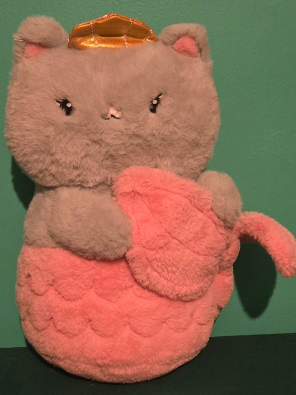 FAO Schwarz Glow Brights Meowmaid Mermaid Cat Gray Pink Plush- Retired